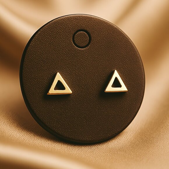 Gold tone Triangle Stud Earrings – Minimalist Geometric Women’s Fashion Jewelry - Picture 1 of 10